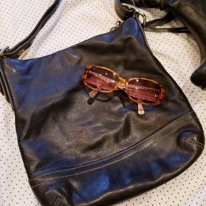 Coach black glove leather handbag silver Hardware